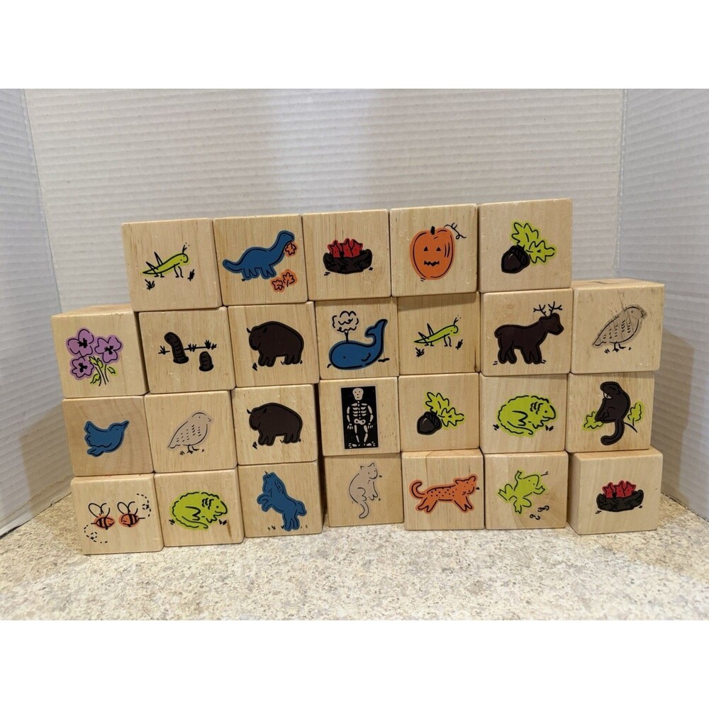 Pottery Barn Kids Wooden Alphabet Blocks Set of 26 Baby Toddler Toy Animals